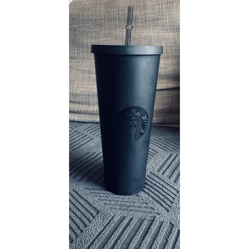 Rare Starbucks Stainless Tumbler Matte Black Cold Iced Venti 24oz Coffee Tea Cup
